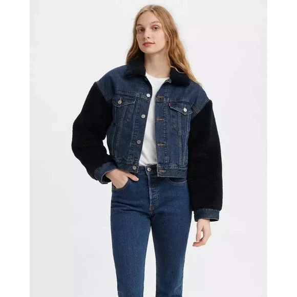 Levi's Jackets Coats Levis Denim Trucker Jacket Black Faux